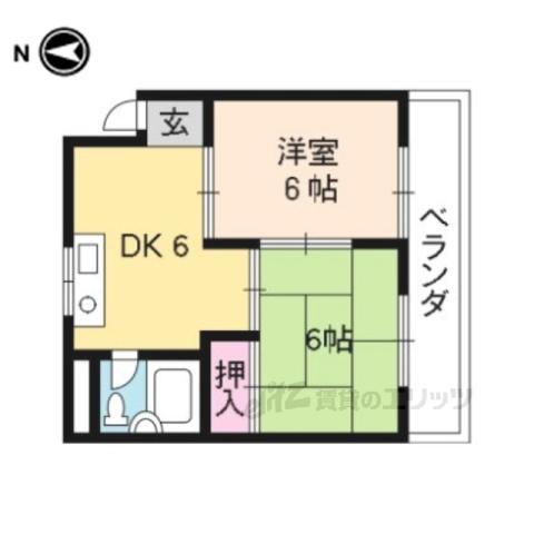 シャトー広見(2DK/4階)の間取り写真