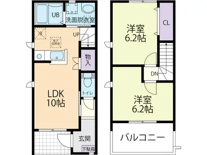 SUNNY RESIDENCE A(2LDK/1階)の間取り写真