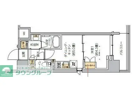 リビオメゾン芝浦(1DK/11階)の間取り写真