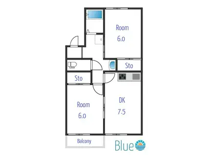 プロミエン(2DK/2階)の間取り写真