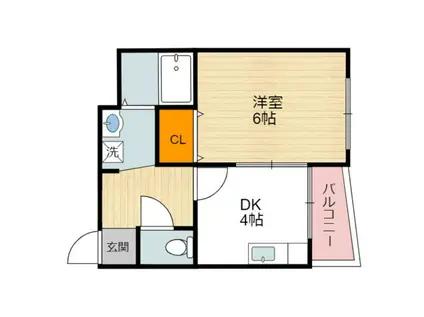 ルミナール加賀屋(1DK/4階)の間取り写真
