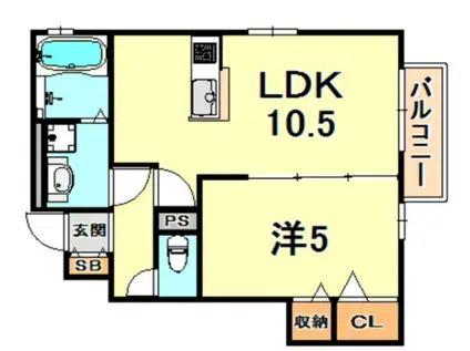 ハイツ ウィーン(1DK/6階)の間取り写真