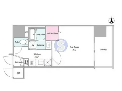 コンフォリア新梅田(1K/14階)の間取り写真