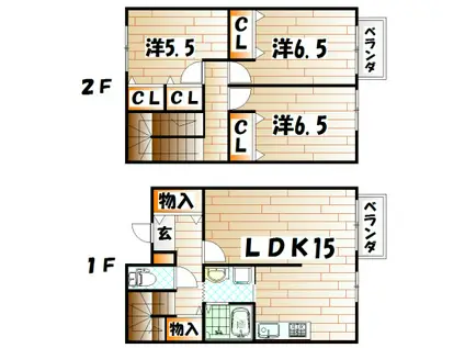 ユニフレックス門司A(3LDK/1階)の間取り写真