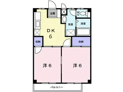 ファミーユII(2DK/2階)の間取り写真