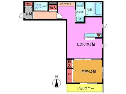 MONTROUGE(1LDK/1階)の間取り写真