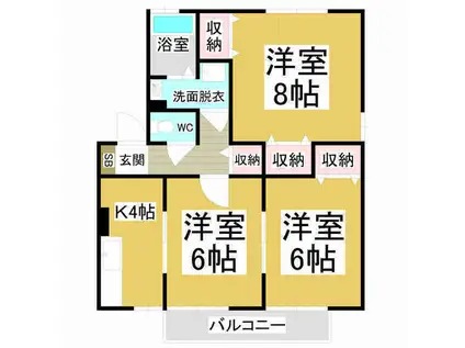 シャン・ド・フルールC(3K/1階)の間取り写真