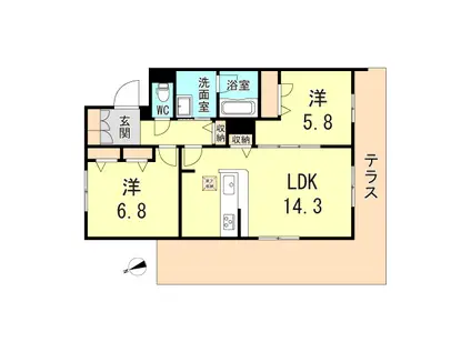 SEASIDE HOUSE(2LDK/1階)の間取り写真