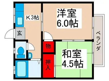 第1コーポ実穂(2K/2階)の間取り写真