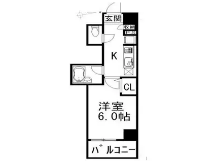 グランディールY.S(1K/4階)の間取り写真