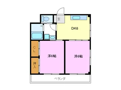 かいづかファミリア(2DK/1階)の間取り写真