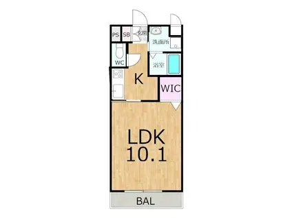 プリマヴェーラII(1K/1階)の間取り写真