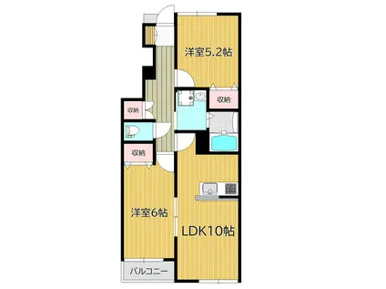 ウッディバード庭瀬II(2LDK/1階)の間取り写真