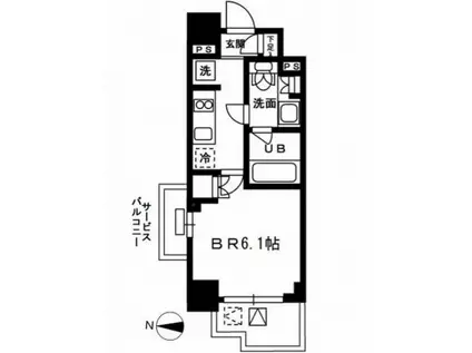 レジディア新宿イーストIII(1K/2階)の間取り写真
