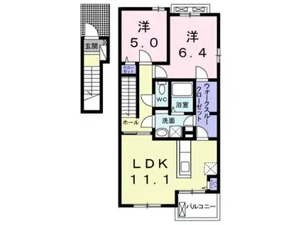 フィールド・サンIIA(2LDK/2階)の間取り写真