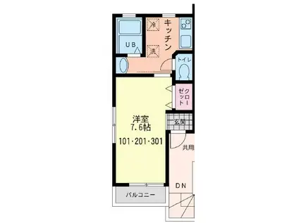 STAR SHIP 共恵(1K/2階)の間取り写真