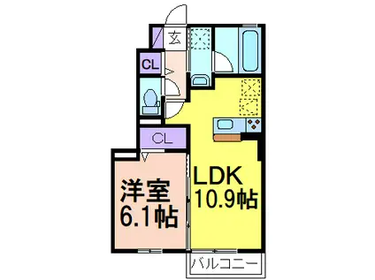 SOLANA(1LDK/1階)の間取り写真