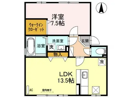 リビングタウン本庄C棟(1LDK/1階)の間取り写真