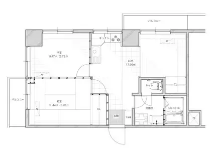 ライオンズマンション花壇代官山(2LDK/4階)の間取り写真