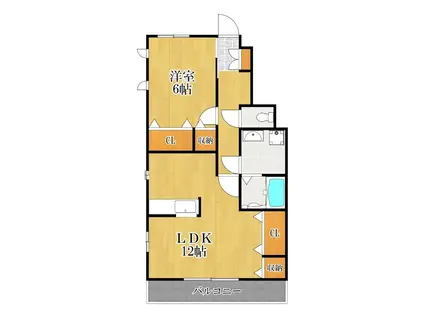 ボヌール青山(1LDK/2階)の間取り写真