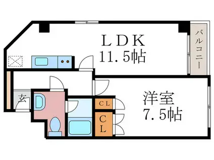 コアロード糺ノ森(1LDK/1階)の間取り写真