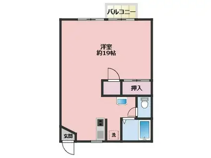 ニューハイム岩戸(ワンルーム/2階)の間取り写真