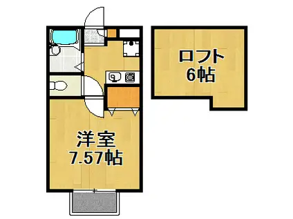 ラフィーネ(1K/2階)の間取り写真