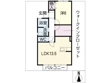 カーサベルデD棟(1LDK/1階)の間取り写真