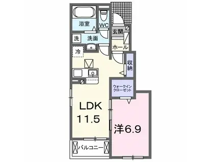 ライラック(1LDK/1階)の間取り写真