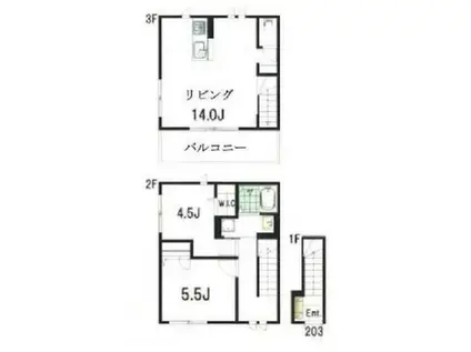 ヴィラ・シンビオーズ三軒茶屋(2LDK/2階)の間取り写真