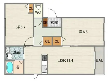 ケリーコート(1SLDK/1階)の間取り写真