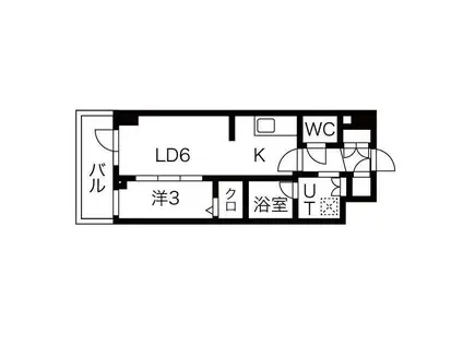 シーズンフラッツ高田馬場リバーサイド(1LDK/2階)の間取り写真