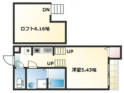 ALAISE太子堂(1K/2階)の間取り写真