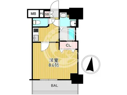 プレサンス梅田(1K/13階)の間取り写真