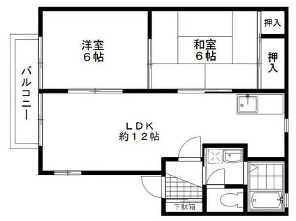 パストラーレ千里丘(2LDK/2階)の間取り写真