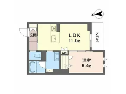 ヴィレッタ鉄砲町(1LDK/1階)の間取り写真