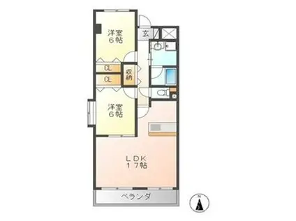 URBAN STAGE 春日井(2LDK/4階)の間取り写真