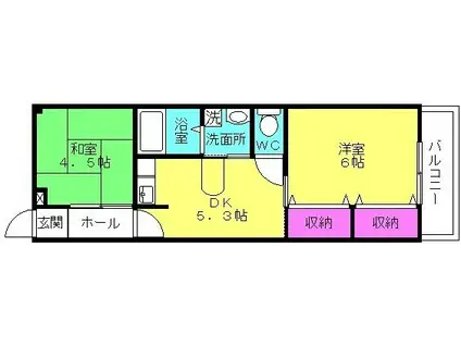 トラミッド友栄(2DK/2階)の間取り写真
