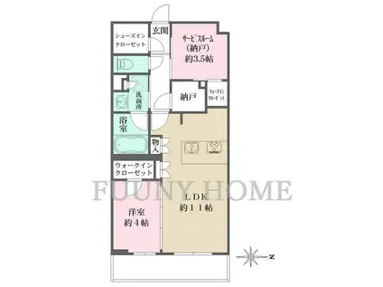 LA PERLA JIYUGAOKAII(1SLDK/2階)の間取り写真