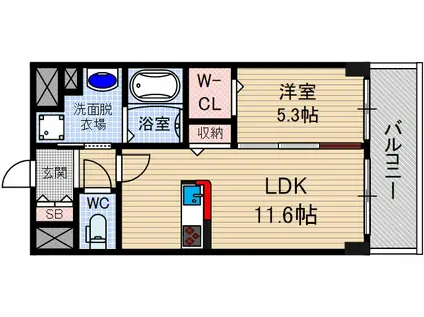 ラ ペーシュ KINO(1LDK/2階)の間取り写真