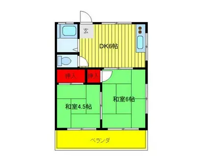 第二鈴太コーポ(2DK/2階)の間取り写真