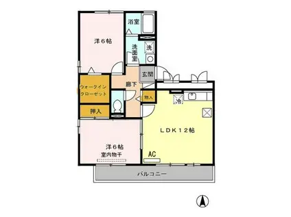 セジュール早水 I号館(2LDK/1階)の間取り写真