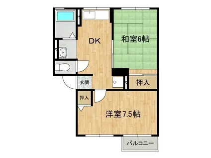 フレグランス・ナカA(2DK/2階)の間取り写真