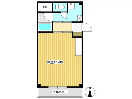 ブランニューシティー E棟(ワンルーム/3階)の間取り写真