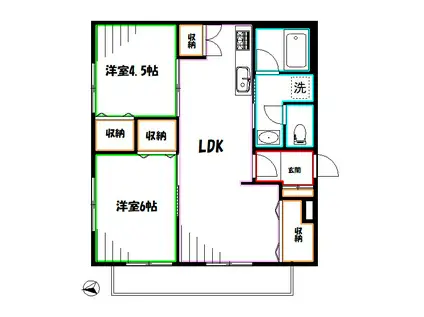 オレンジハイツ(2LDK/2階)の間取り写真