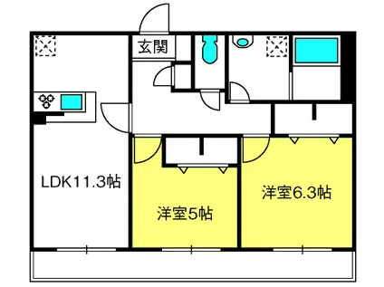 GREEN TERRACE(2LDK/2階)の間取り写真