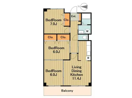 メゾンパルテールⅢ(3LDK/1階)の間取り写真