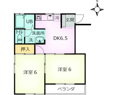 カワナベハイツ(2DK/1階)の間取り写真