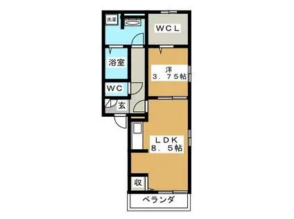 ウィステリア湘南(1LDK/1階)の間取り写真