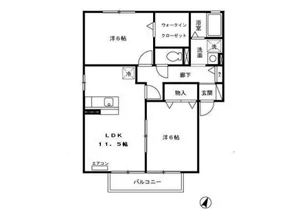 クレストコート(2LDK/2階)の間取り写真